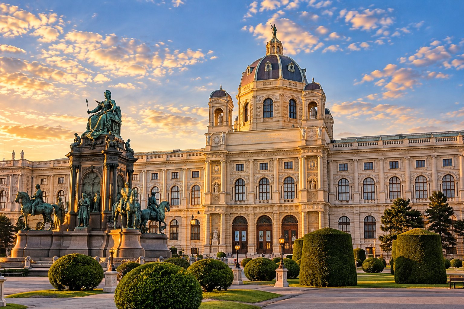 Kunsthistorisches Museum Wien mit Maria-Theresien-Denkmal